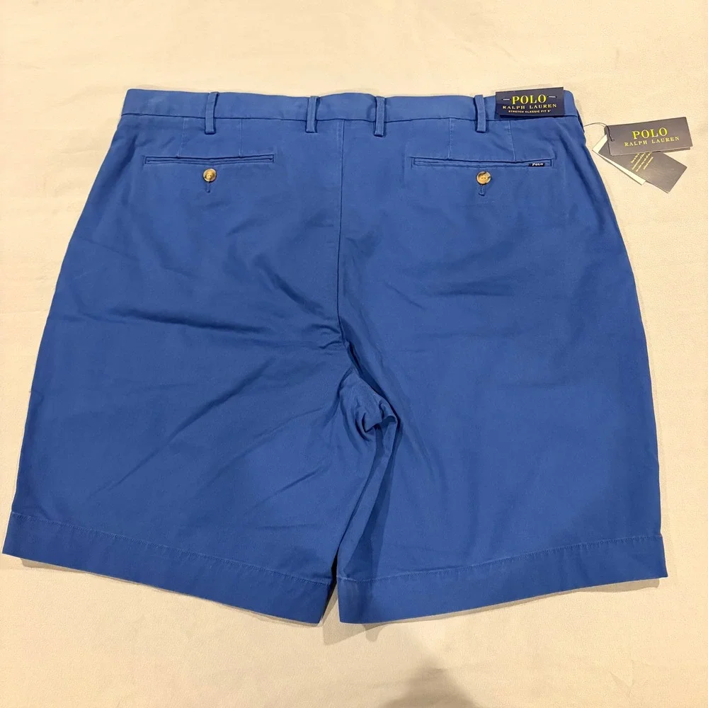 Polo Ralph Lauren Mens Blue Stretch Classic Fit 9 Inch Chino Shorts Size 40 NWT